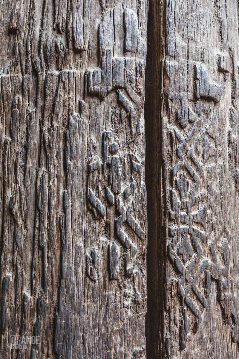 Wooden column in the Juma Mosque in Khiva