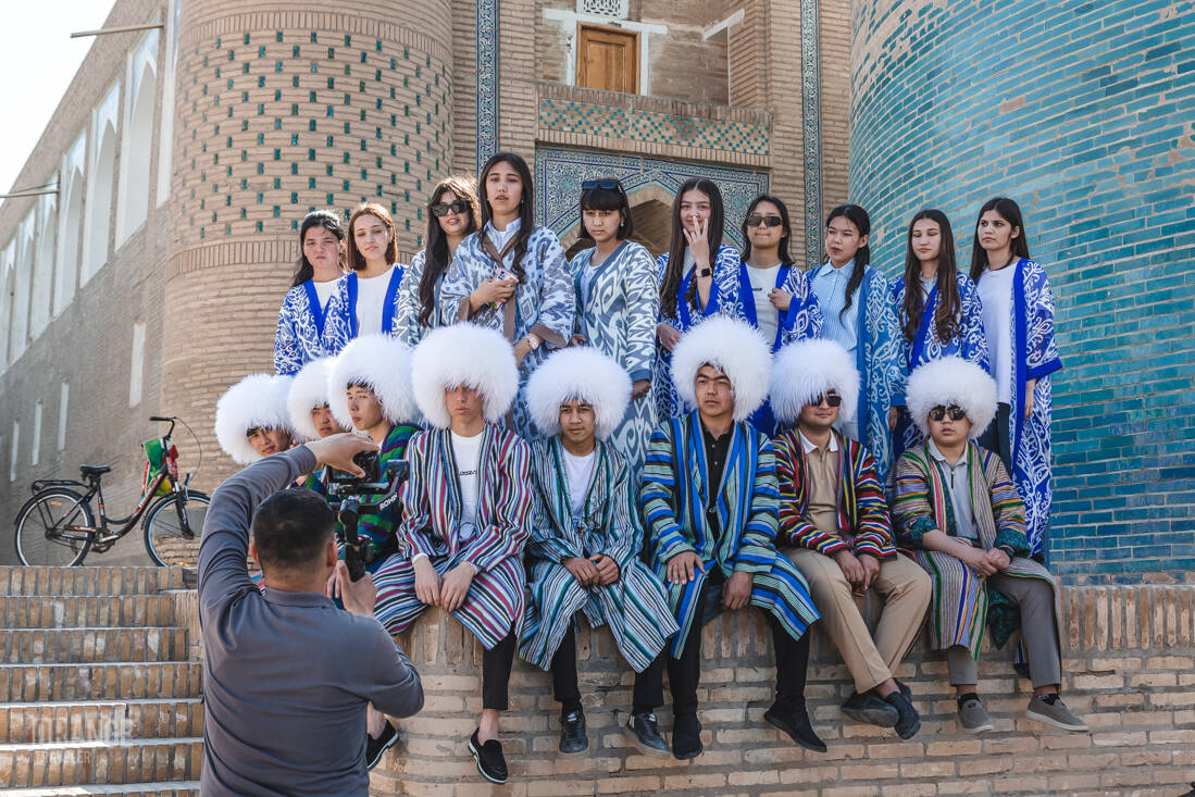 Visitors in Ichan-Kala, Khiva