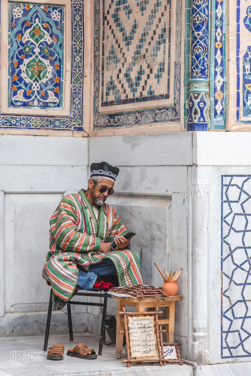 A calligrapher at the Registan in Samarkand, Uzbekistan
