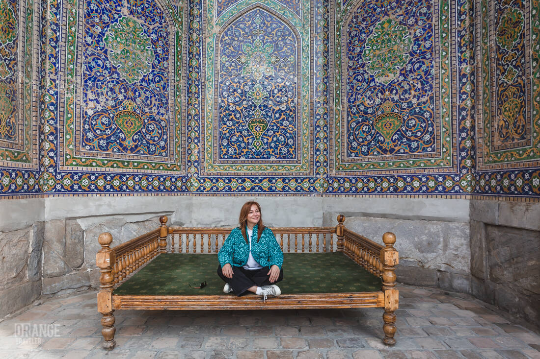 Orange Traveler in Samarkand, Uzbekistan