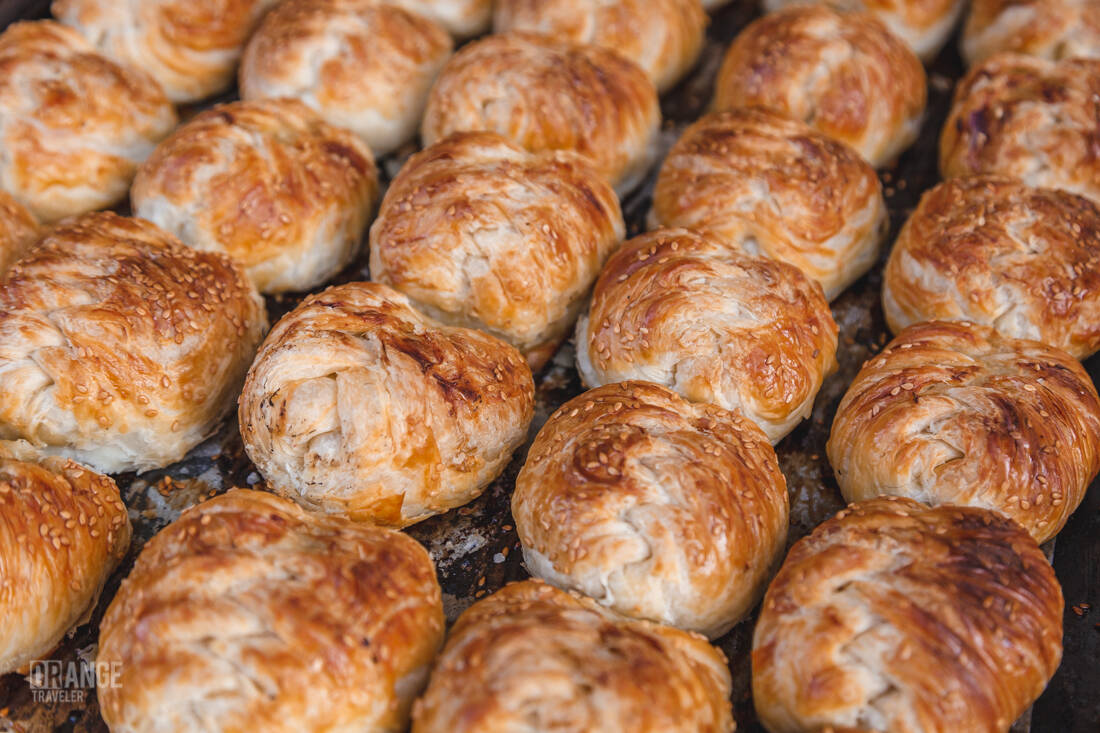 Samsa at a market in Bukhara, Uzbekistan