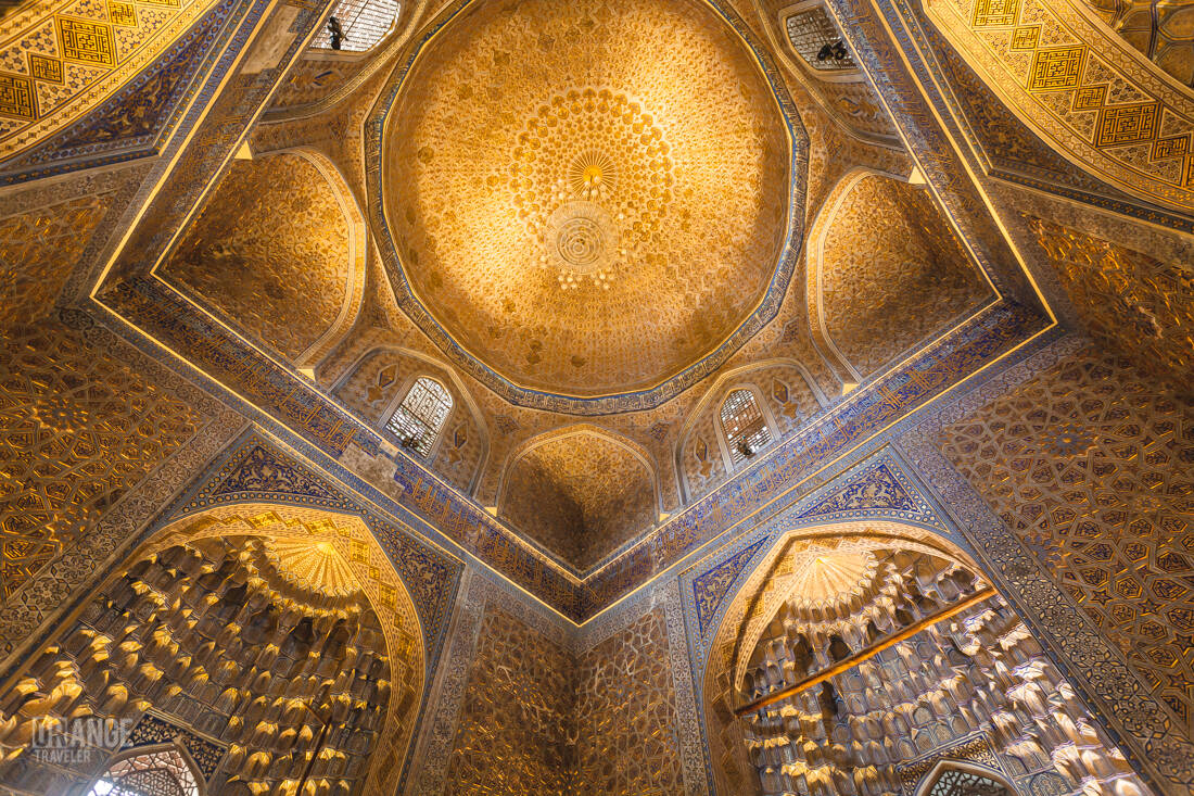 Gold-painted interior of the Gur-Emir Mausoleum